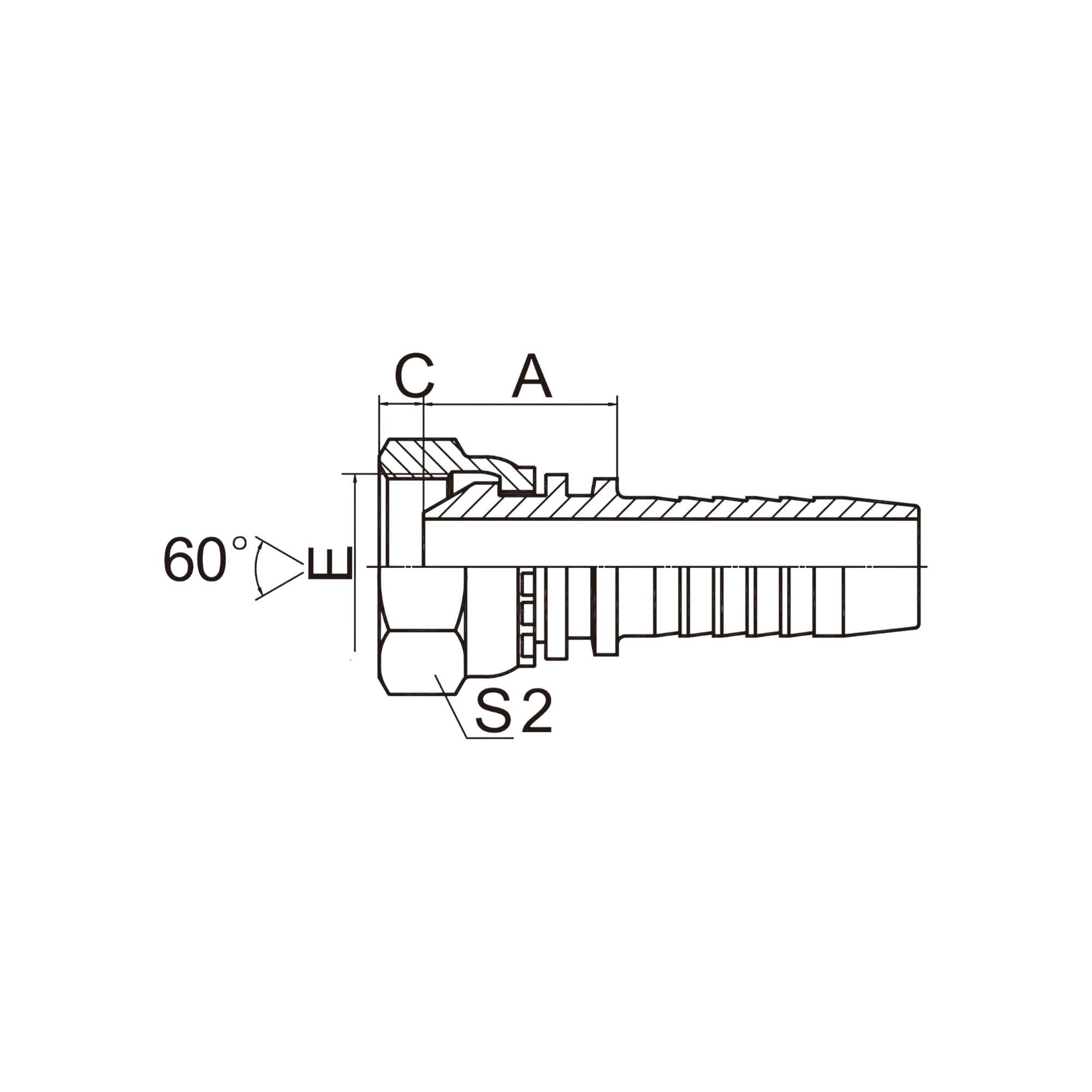 公制内螺纹60°外锥面 20611-XX-XX