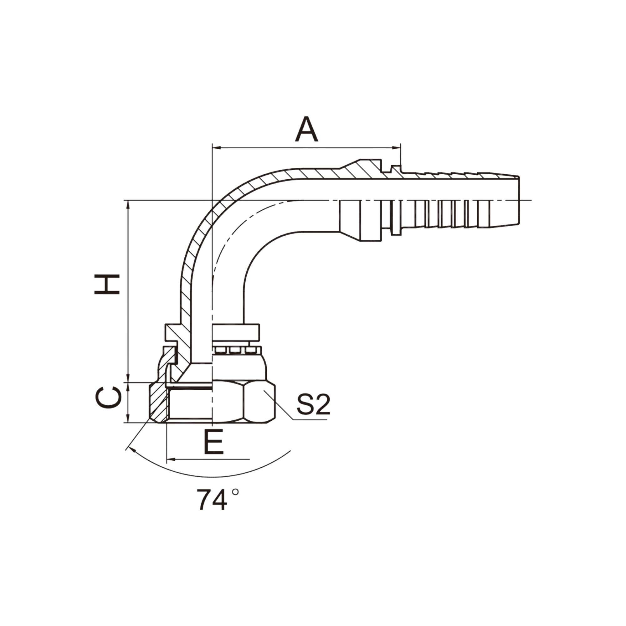 90°国标公制内螺纹74°内锥面 20791-XX-XX