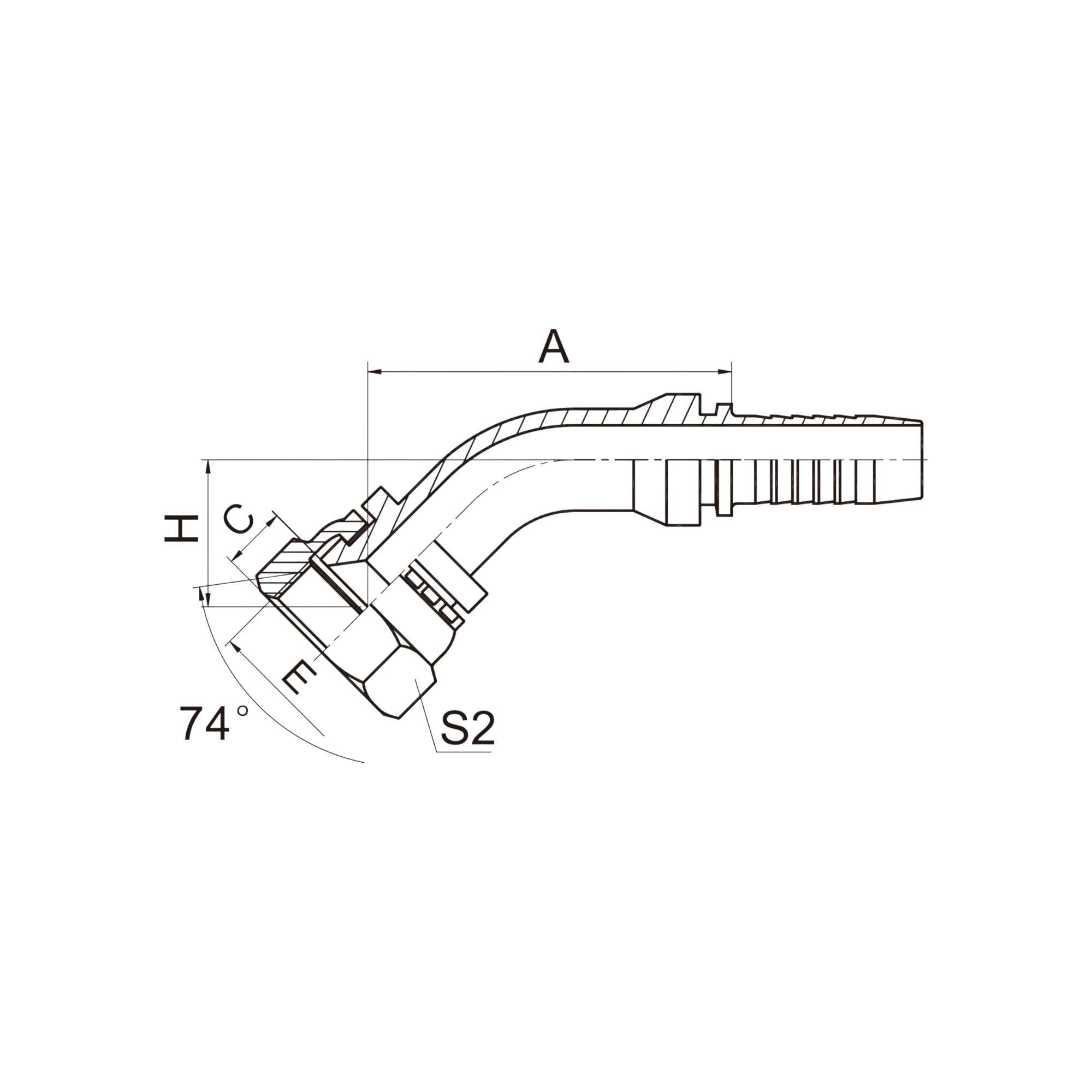 45°国标公制内螺纹74°内锥面 20741-XX-XX