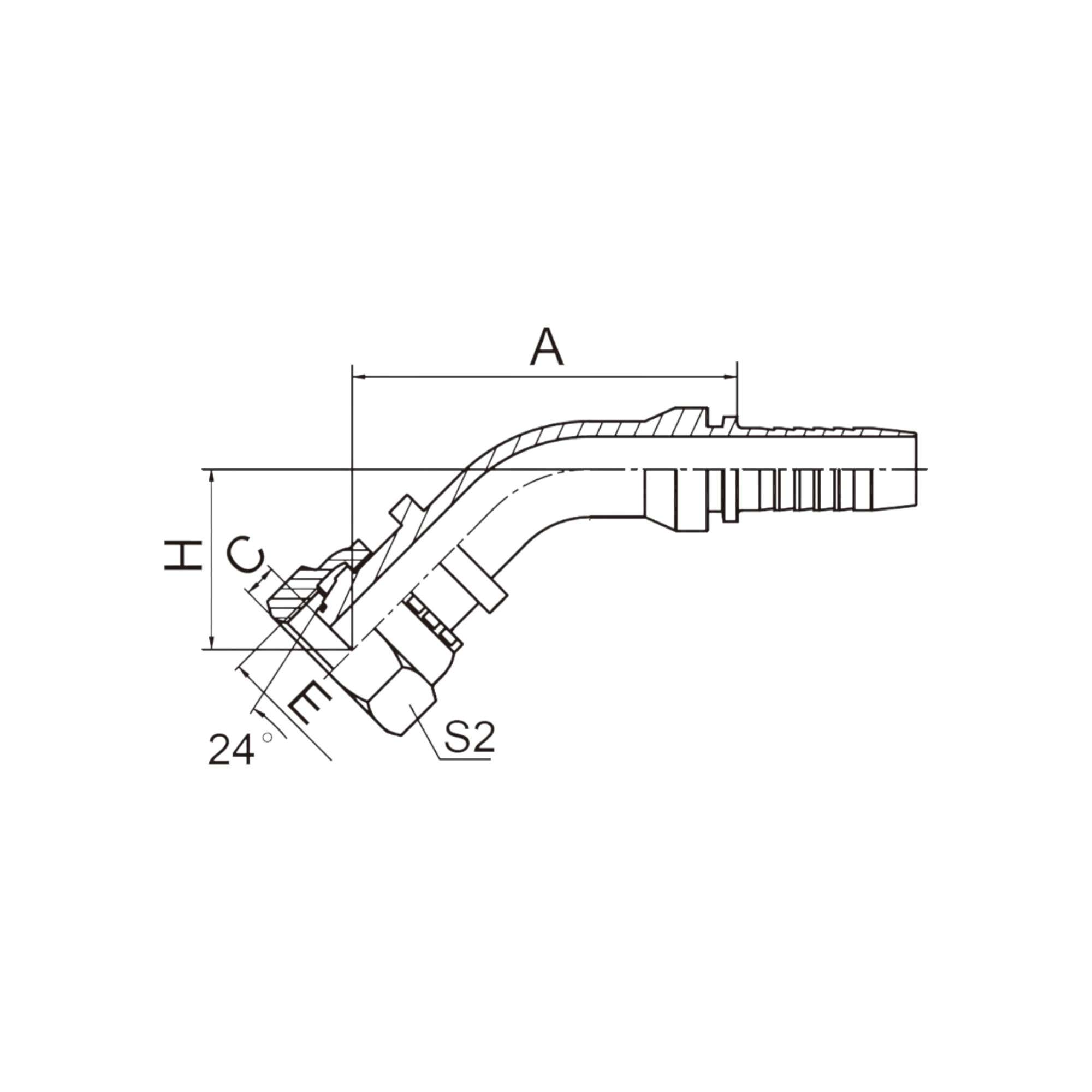 45°公制内螺纹24°锥带O形圈重系列 20541-XX-XX