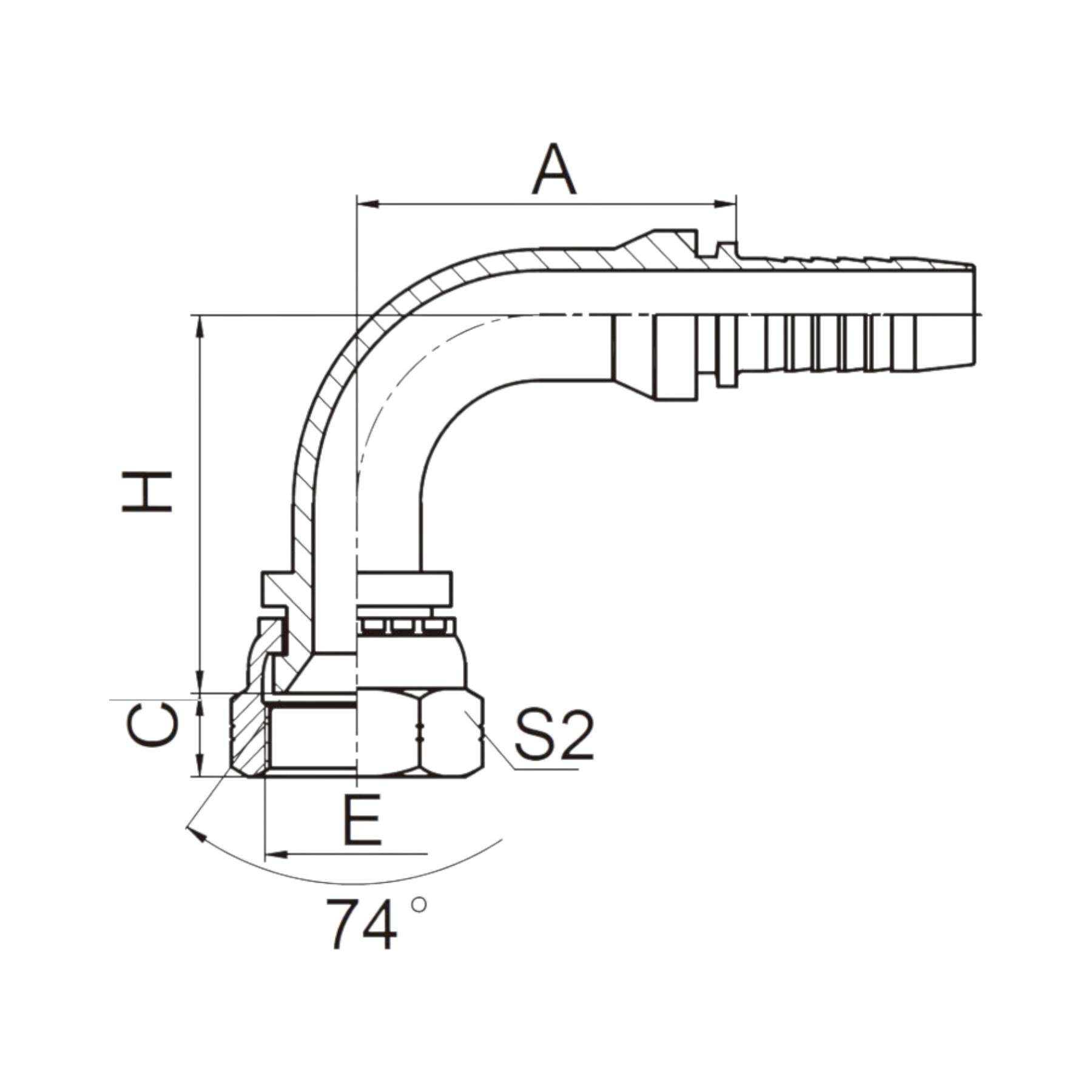 90°美制JIC内螺纹74°内锥面  26791-XX-XX