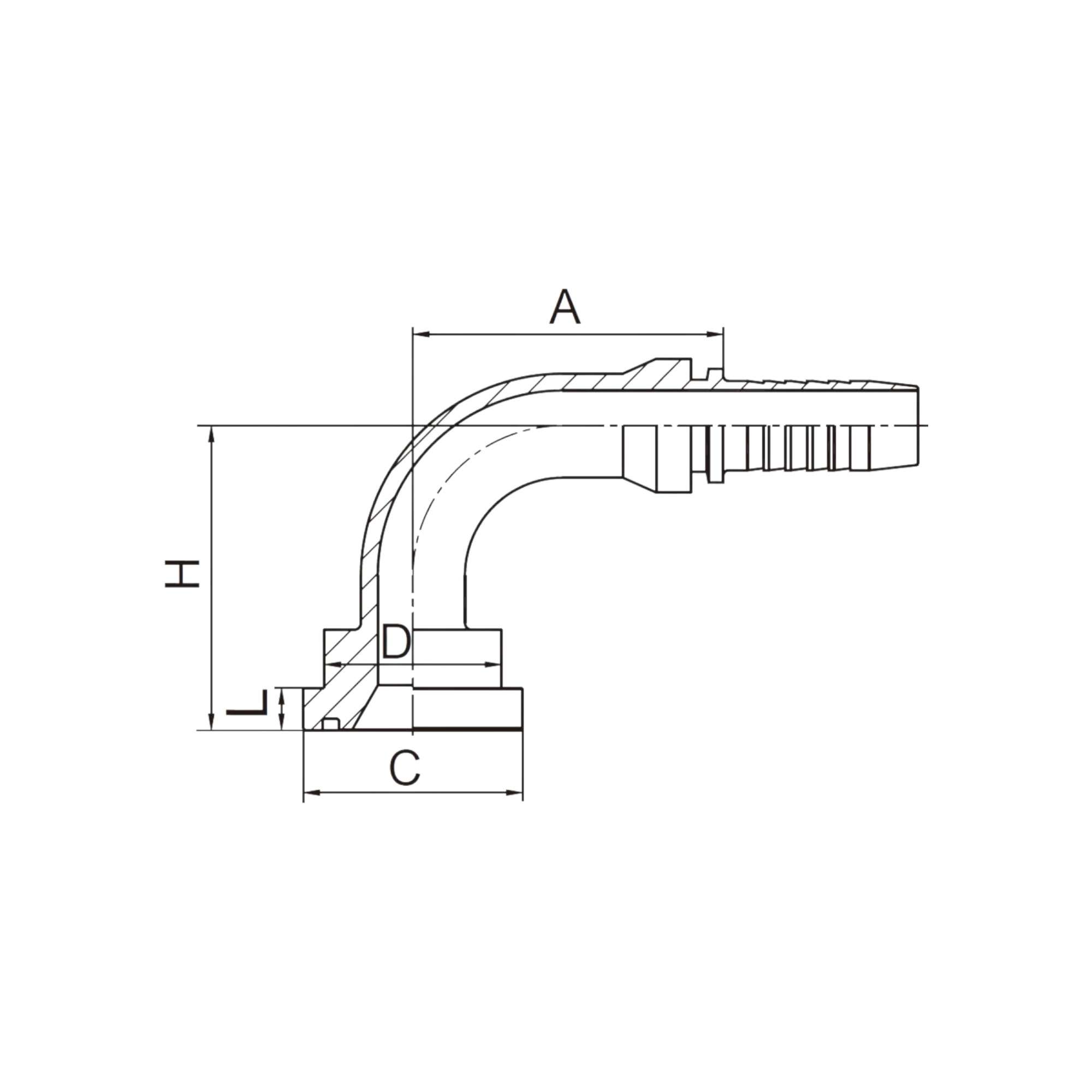 90° SAE 法兰 6000 PSI  87691-XX-XX