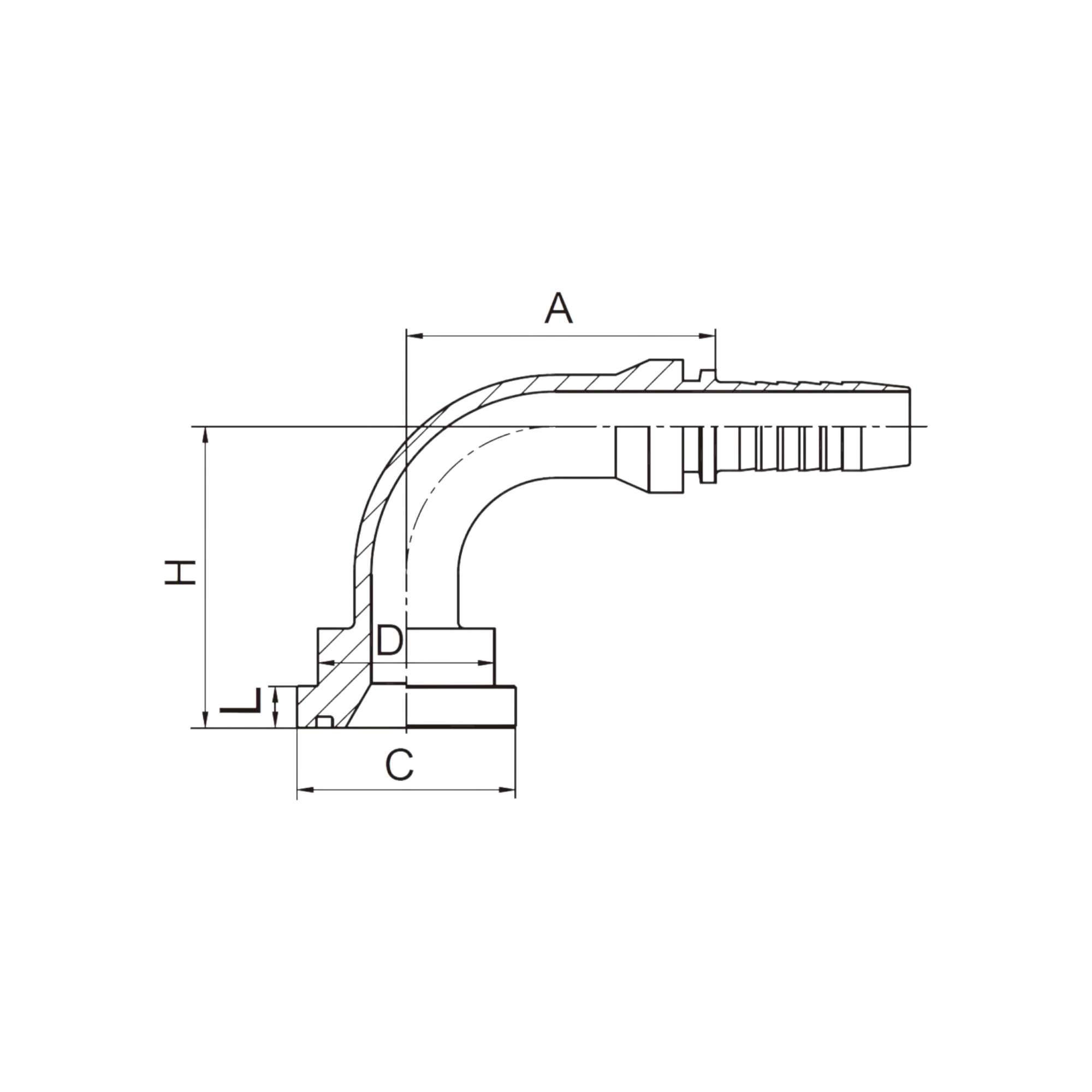 90° SAE 法兰 3000 PSI  87391-XX-XX