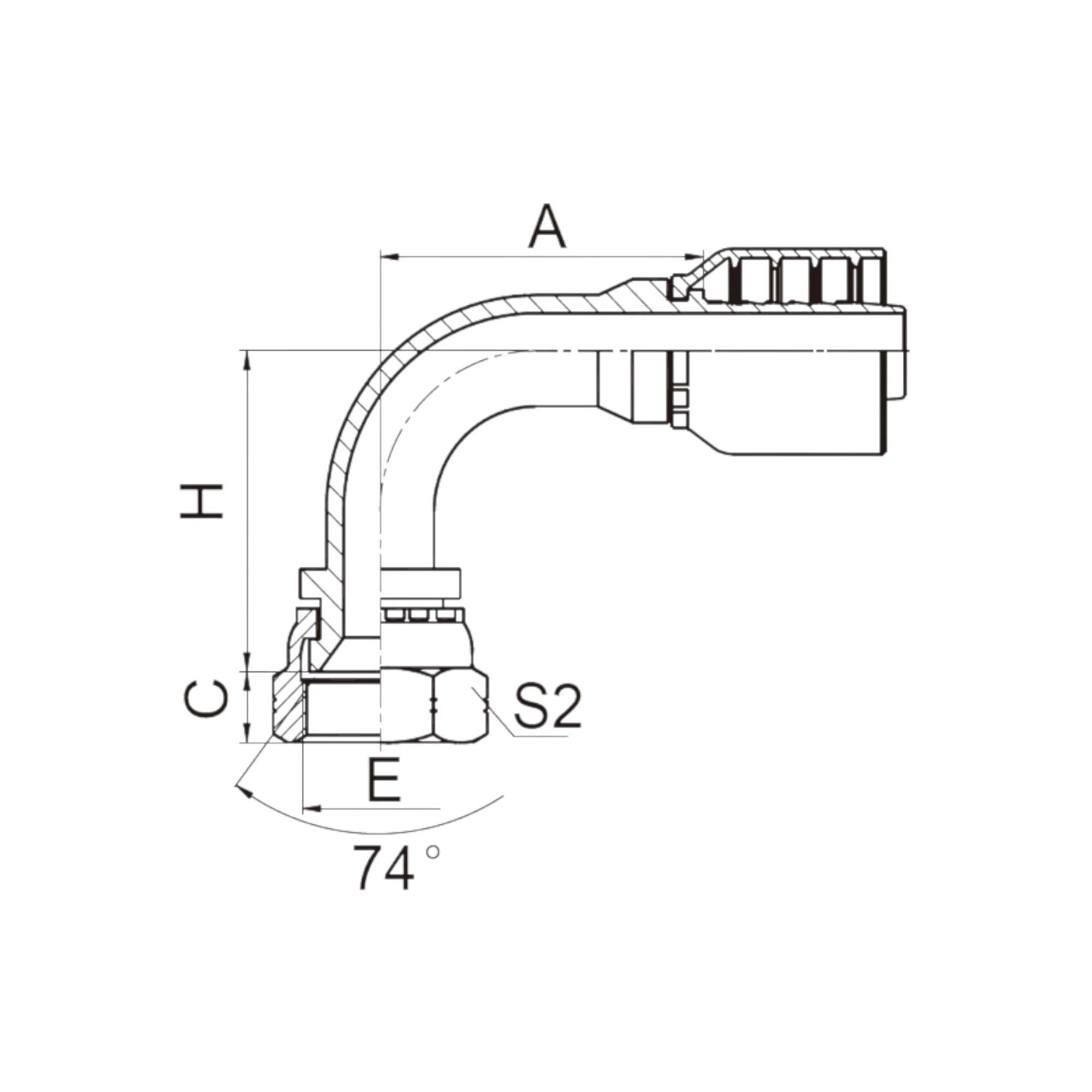 26791-Y 90°美制JIC内螺纹74°内锥面