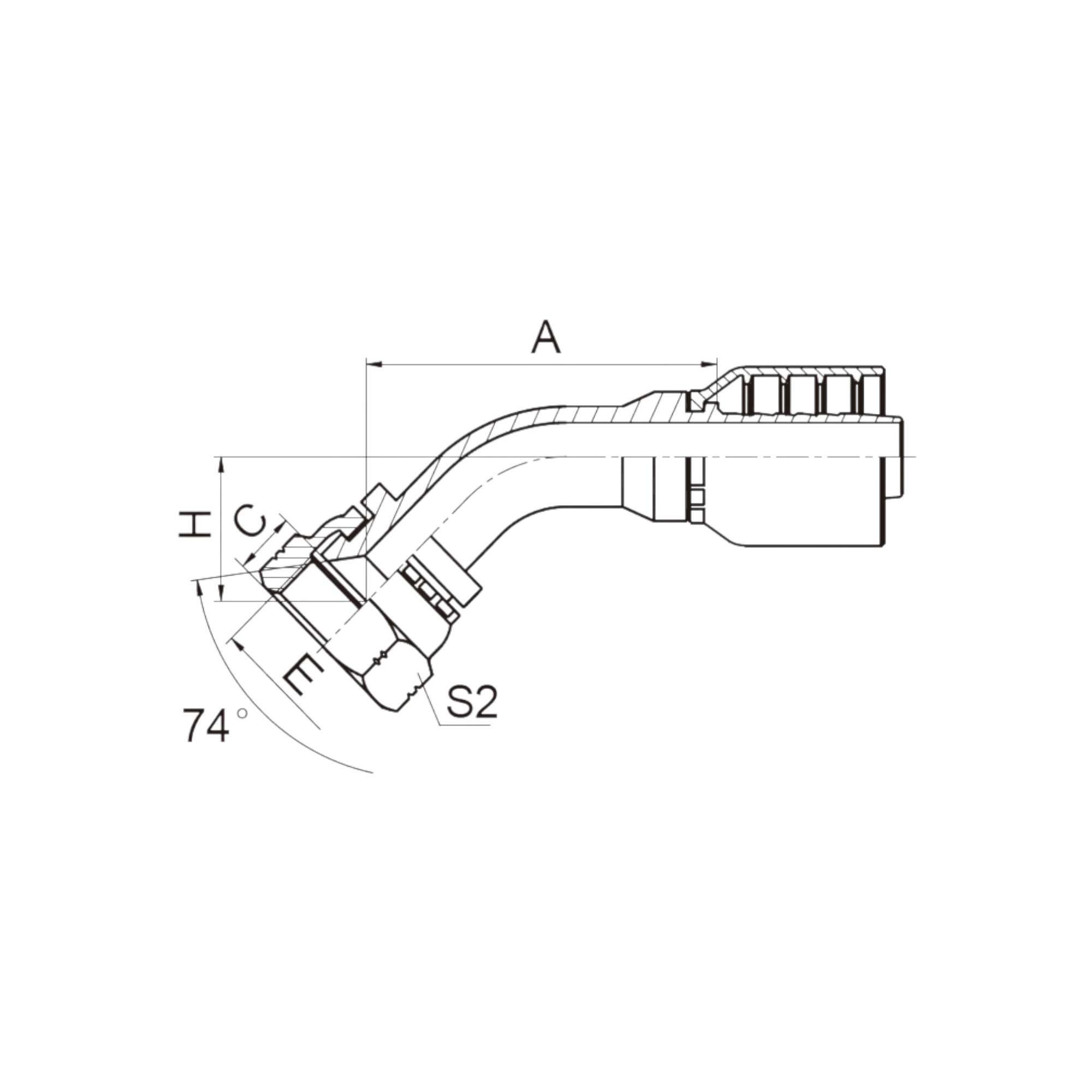 26741-Y 45° 美制JIC内螺纹74°内锥面
