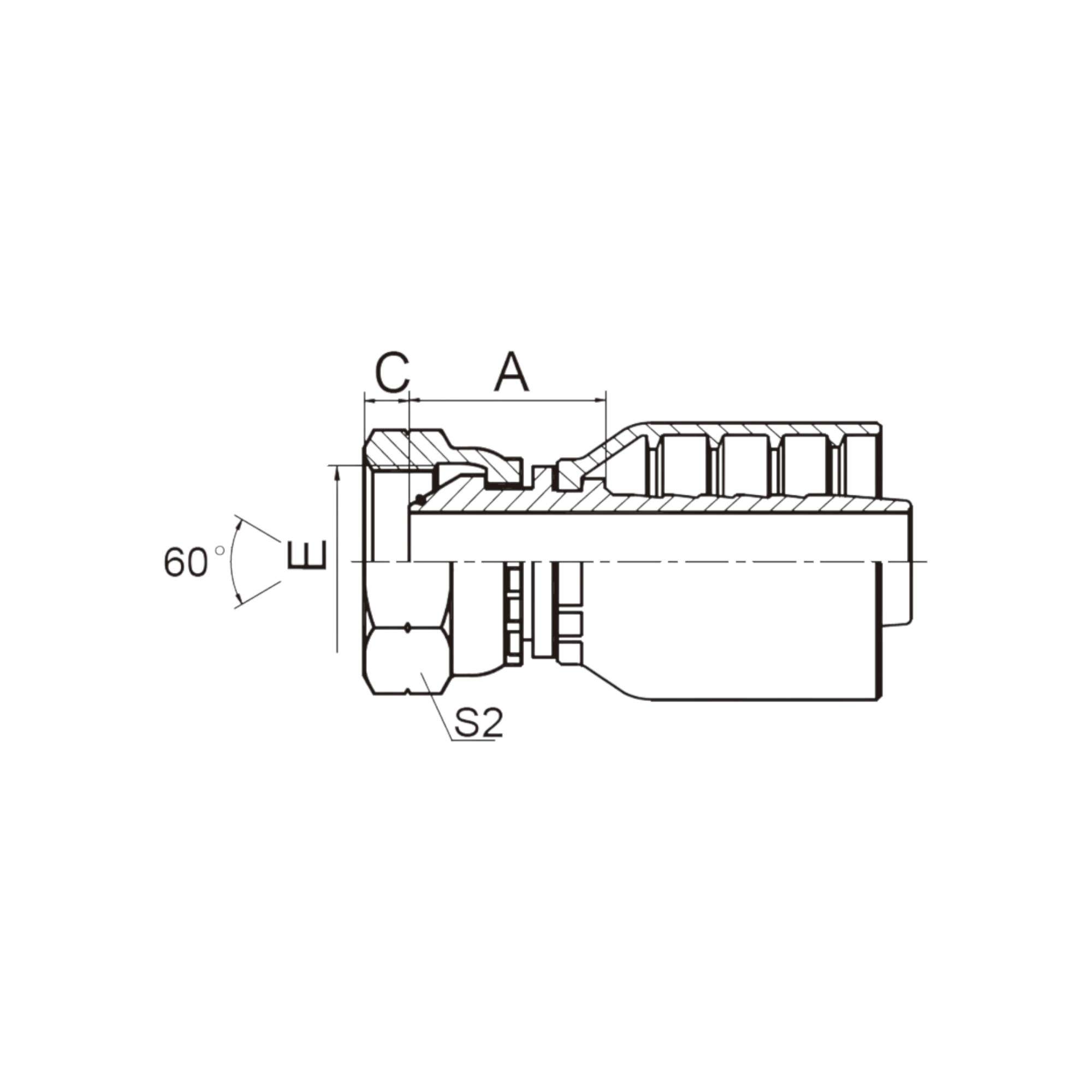 22611-Y 英管内螺纹60°外锥面