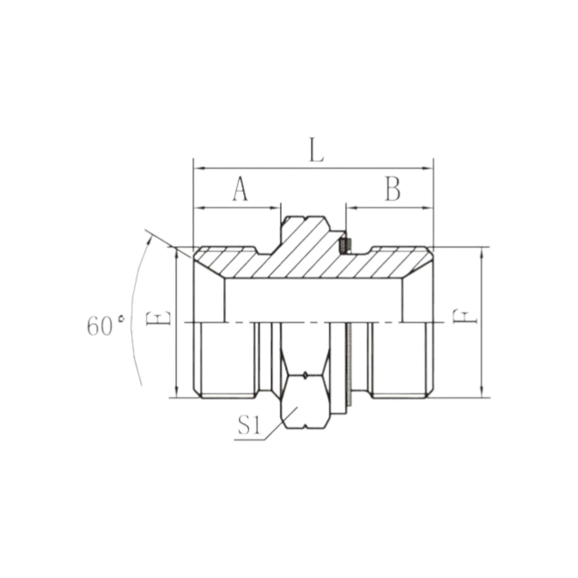 英管外螺纹60°内锥或六角端面用组合垫密封 /英管外螺纹胶垫密封 1B-WD