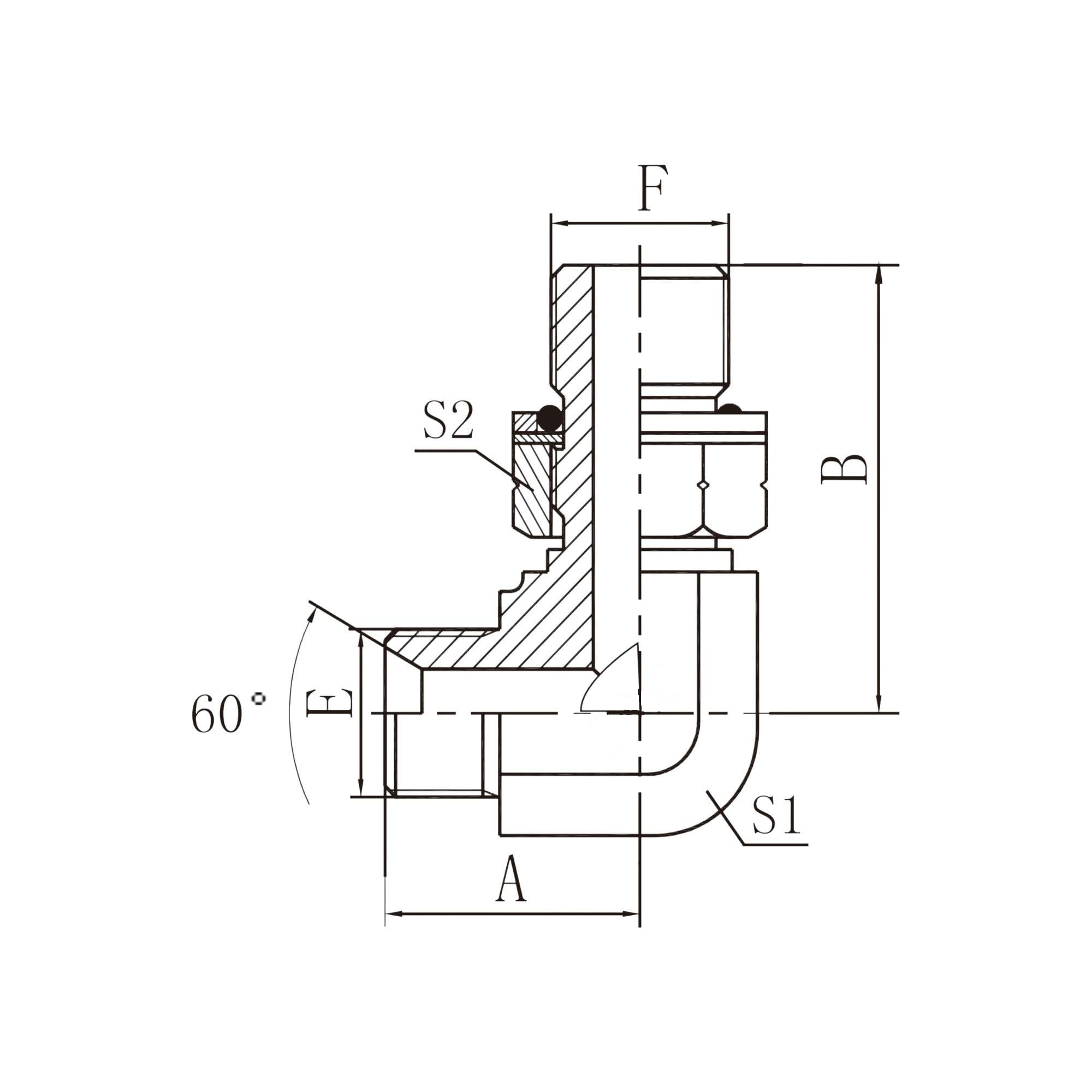 英管外螺纹60°内锥 / 英管外螺纹O形圈 90° 弯 1BG9-OG