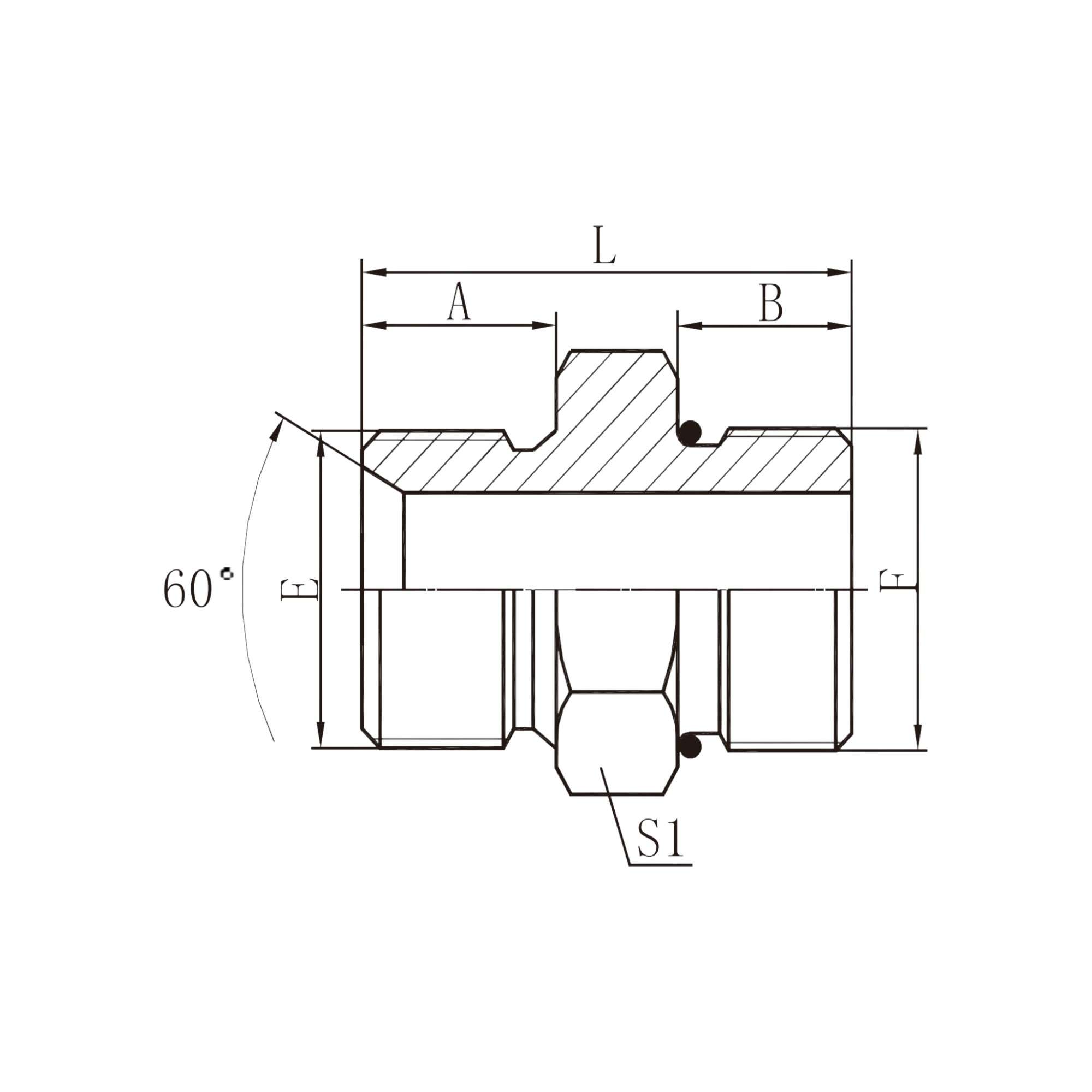 英管外螺纹60°内锥或六角端面用组合垫密封/美制SAE外螺纹O形圈轻系列ISO 11926-3  1BO