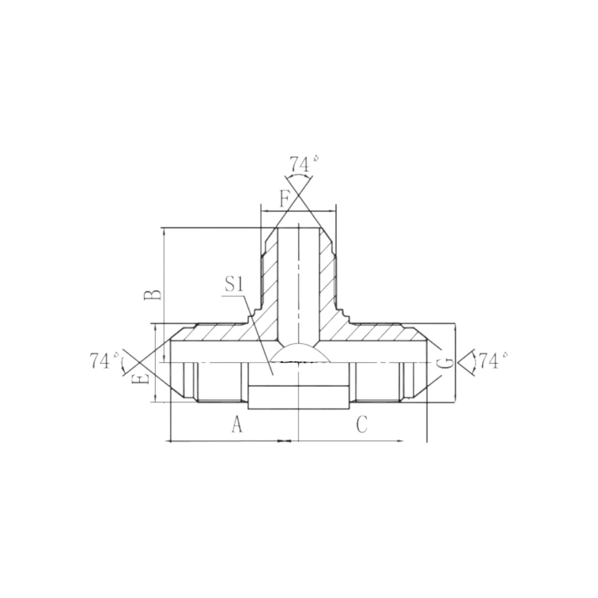 美制JIC外螺纹74°外锥三通  AJ