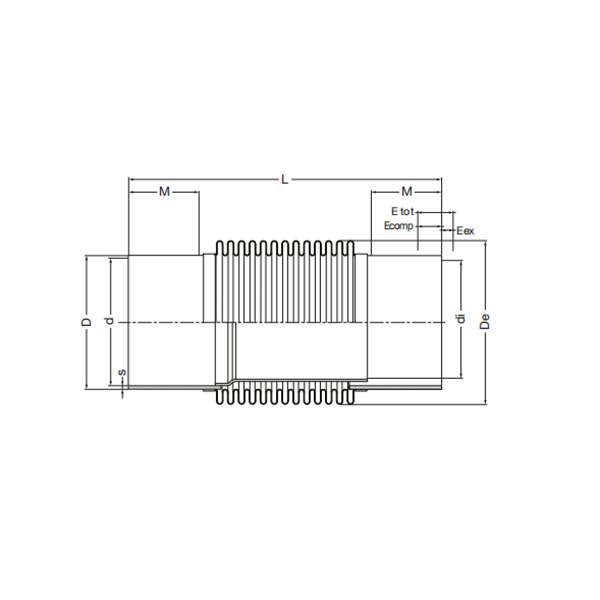 不锈钢轴向膨胀节 - Multi-Ply Stainless Steel Axial Expansion Joint  with weld-on ends